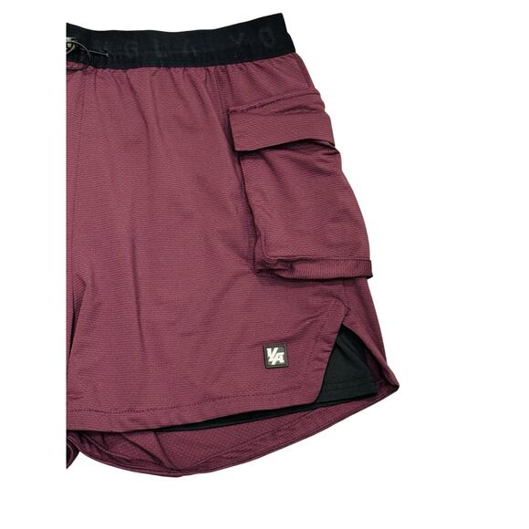 YoungLA MENS ATHLETIC WORKOUT GYM SHORTS LOGO BURGUNDY SZ M ATHLEISURE - Picture 3 of 6